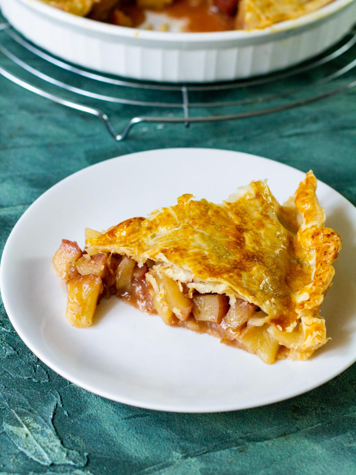 apple pie on a white plate