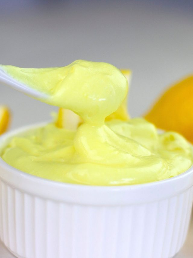 lemon frosting in a white container