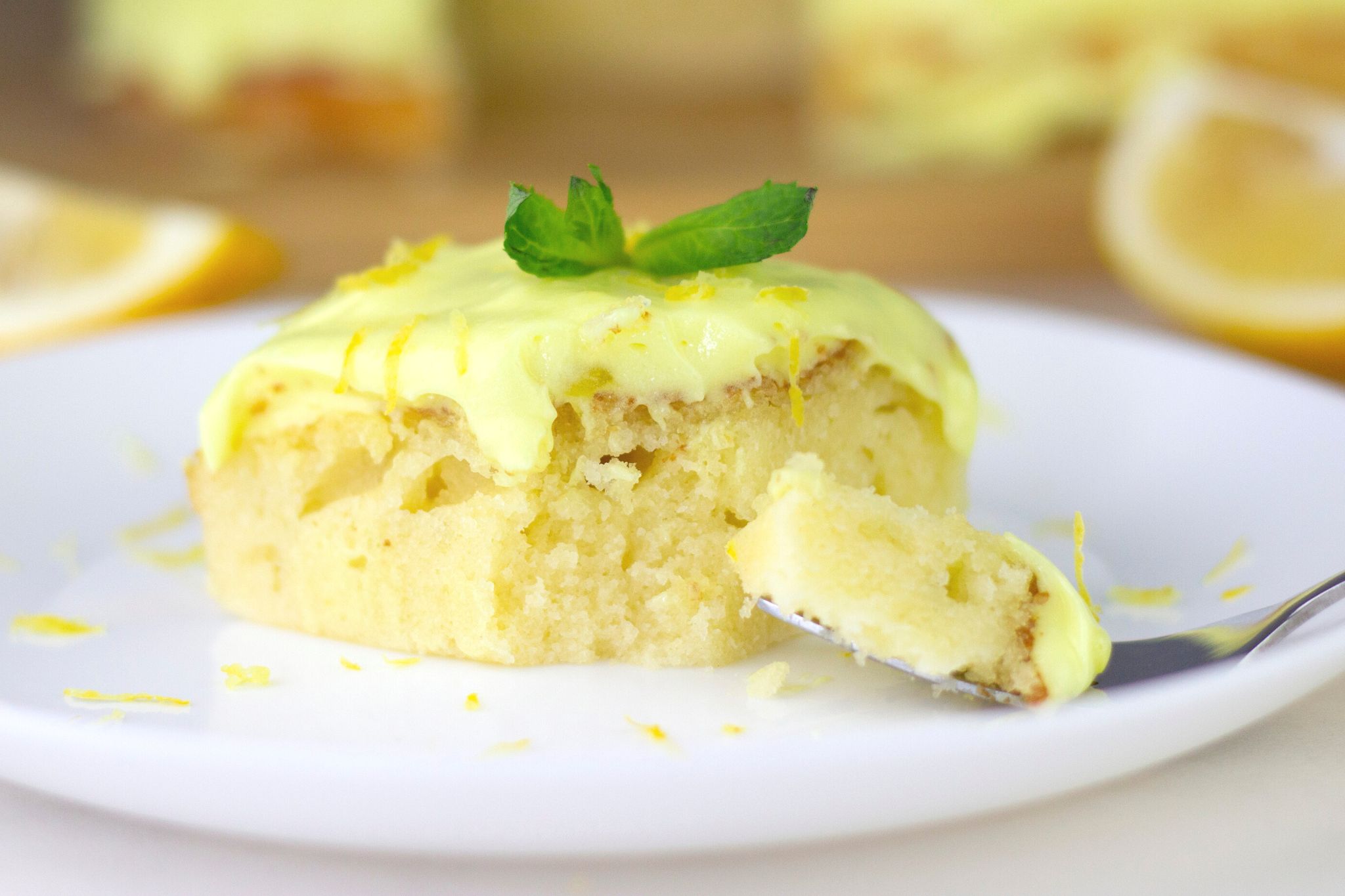 lemon cake on a white plate