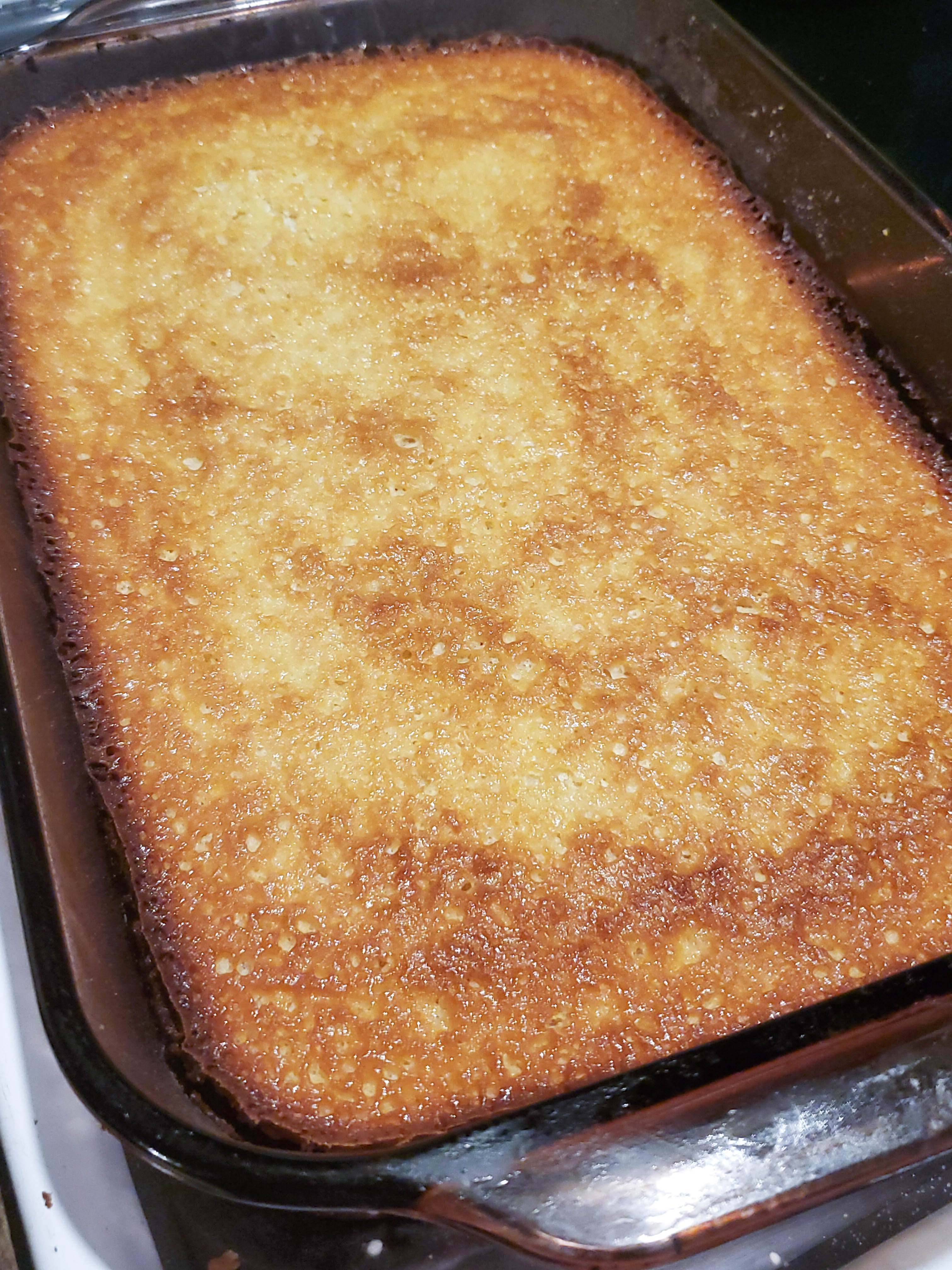 lemon surprise cake from the oven