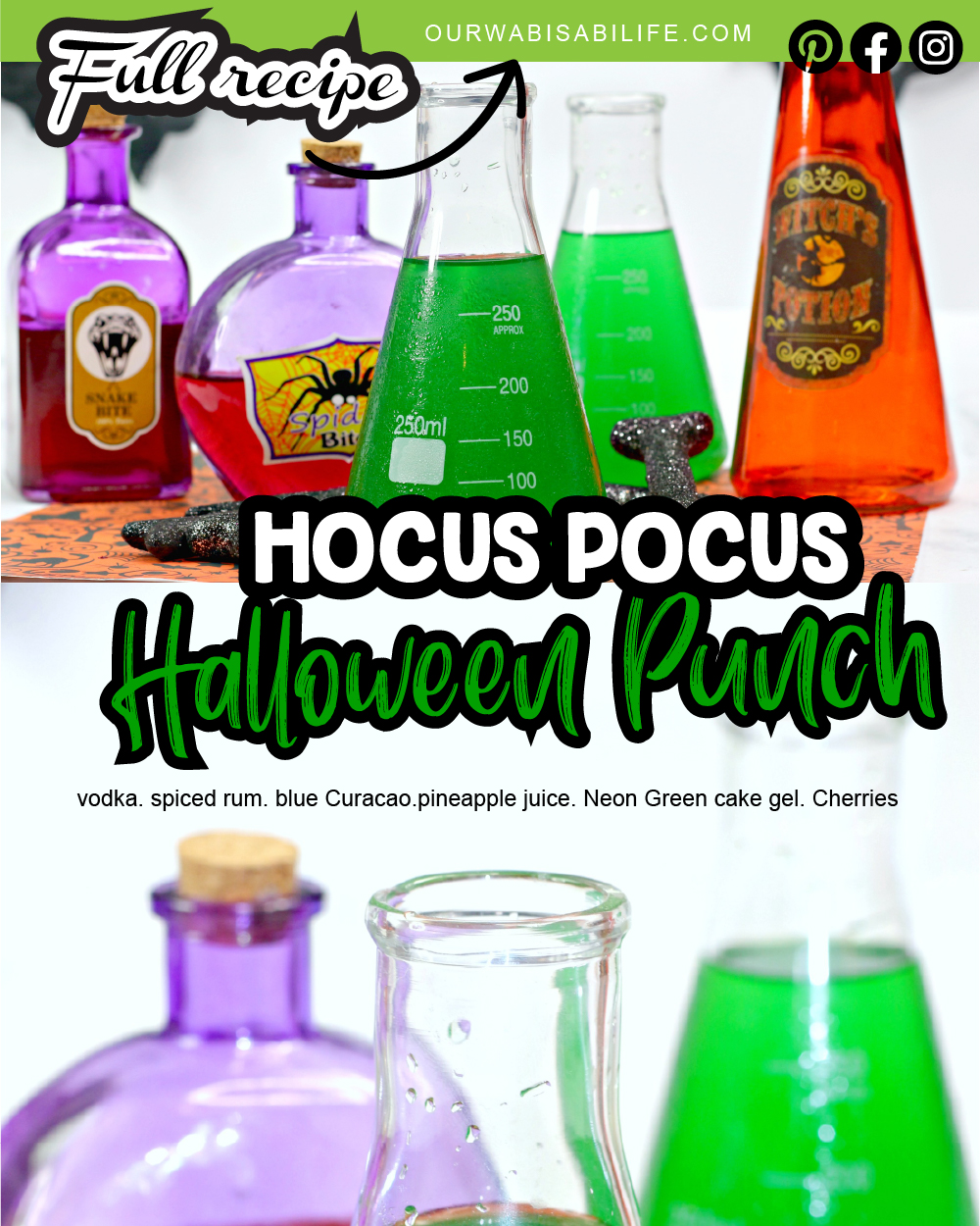 Hocus Pocus Halloween Alcoholic Punch - Our WabiSabi Life