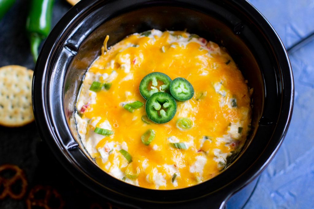 jalapeno popper dip in a slow cooker