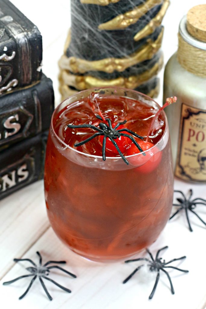 black widow drink with spiders and cherry