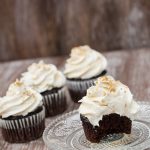 moist chocolate cupcakes with a bite out of it