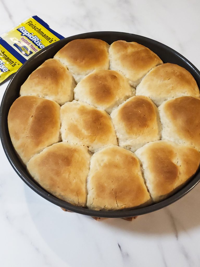 baked homemade rolls in a pan