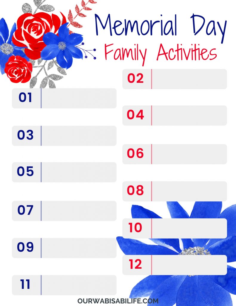 Memorial Day Family Activities- Free Printable