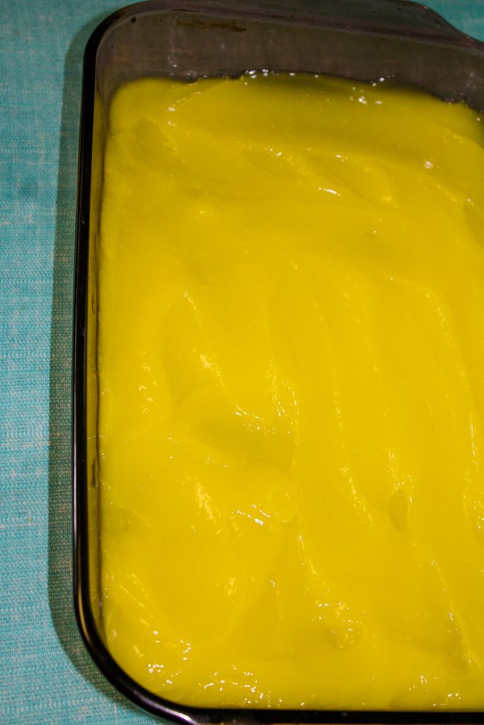lemon pie filling in a pan