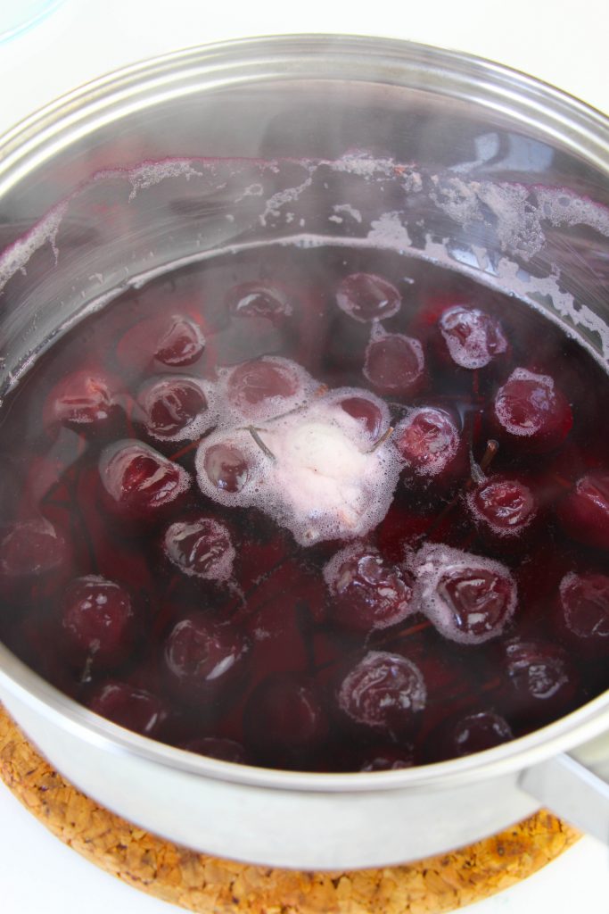 boiled cherries in water