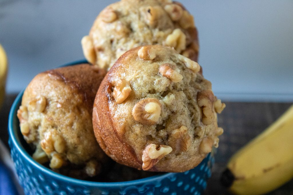 The Best Banana Nut Muffins in a bowl