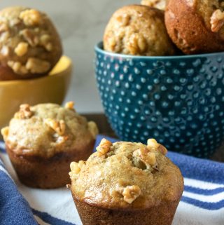 The Best Banana Nut Muffins on a table