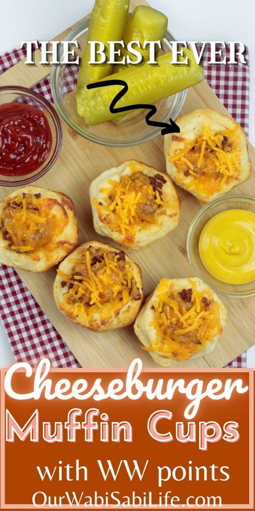 pinterest image for the best cheeseburger muffin cups
