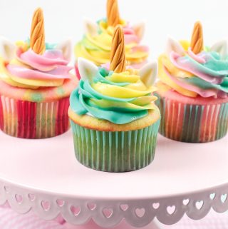 close up of unicorn cupcake