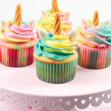 close up of unicorn cupcake