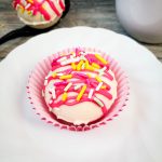 easter white chocolate bomb on a plate