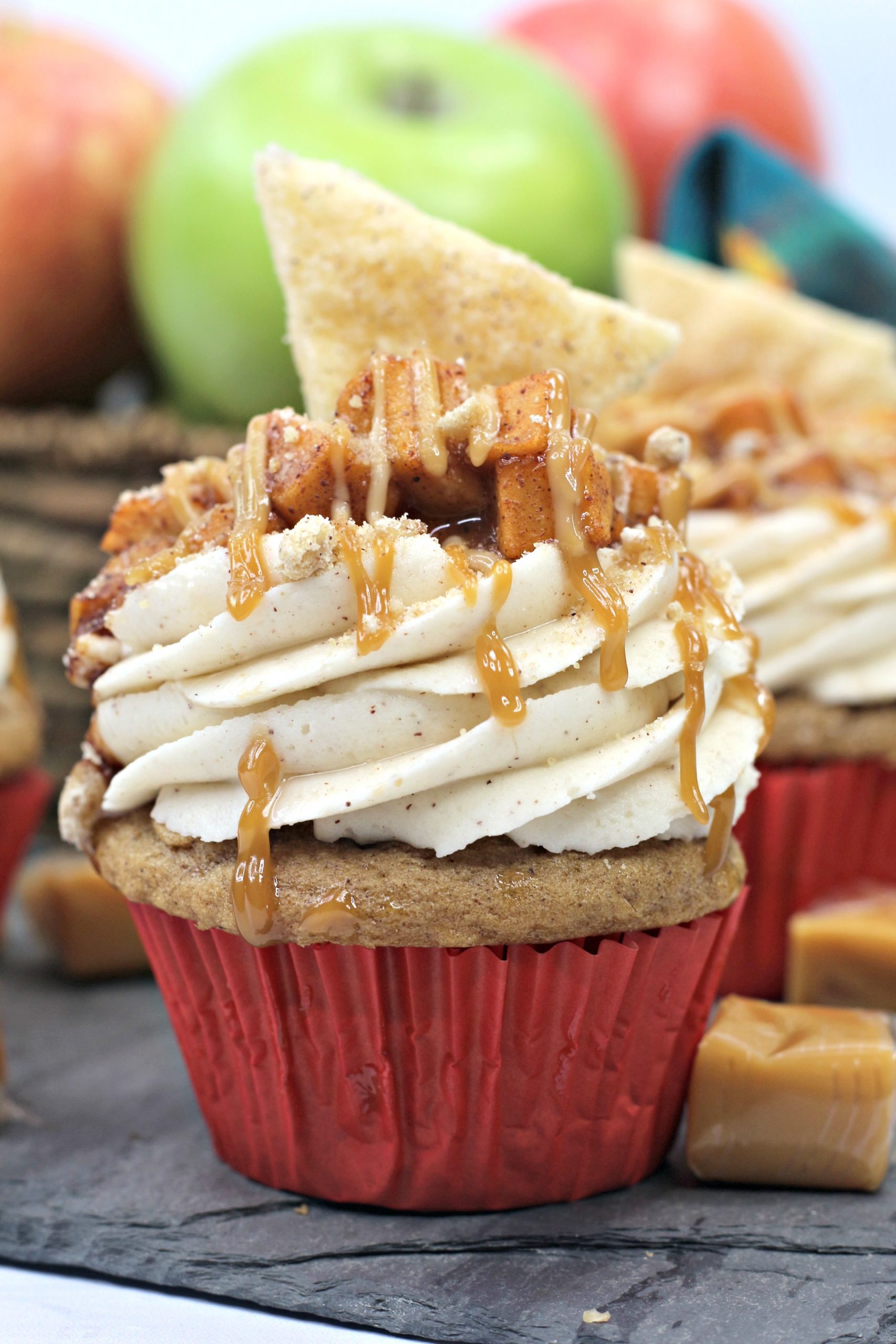 One of the Apple Pie Cupcakes with another behind it.