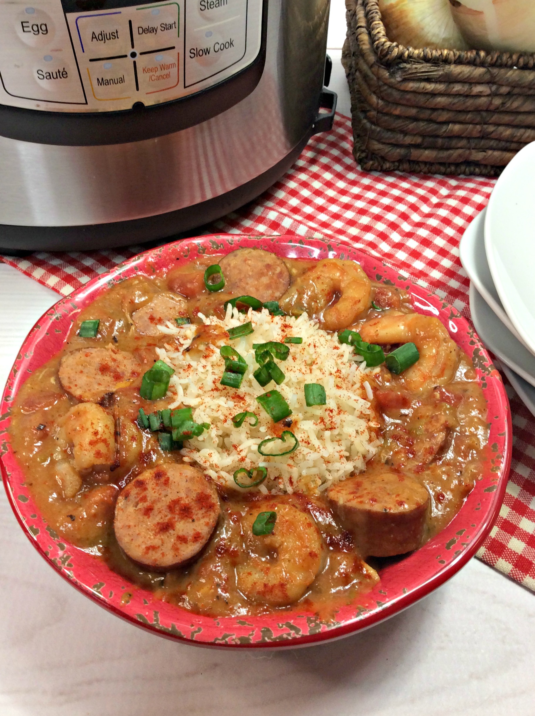 Instant Pot Gumbo on a plate.