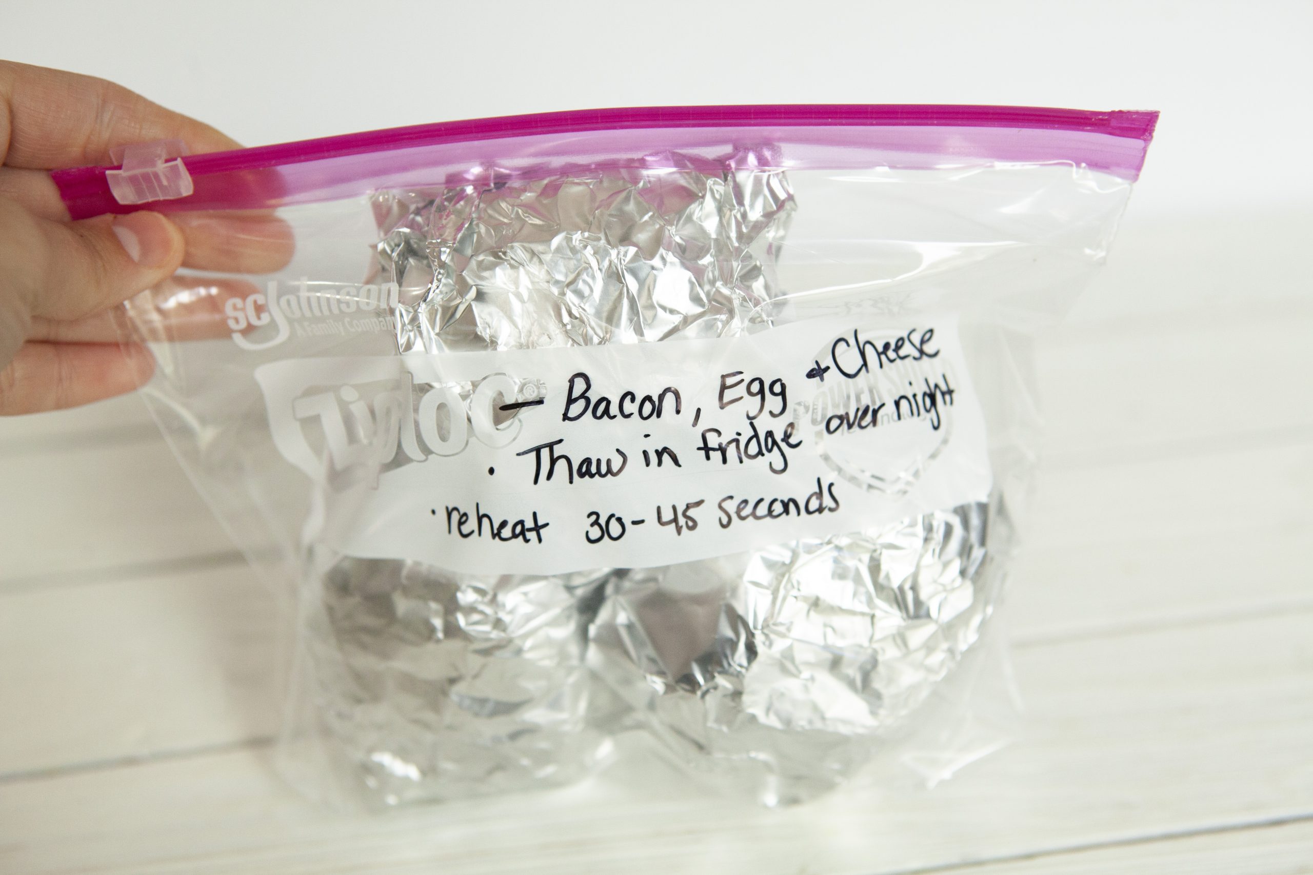 Weight Watchers Bacon, Egg and Cheese Biscuit in a freezer bag