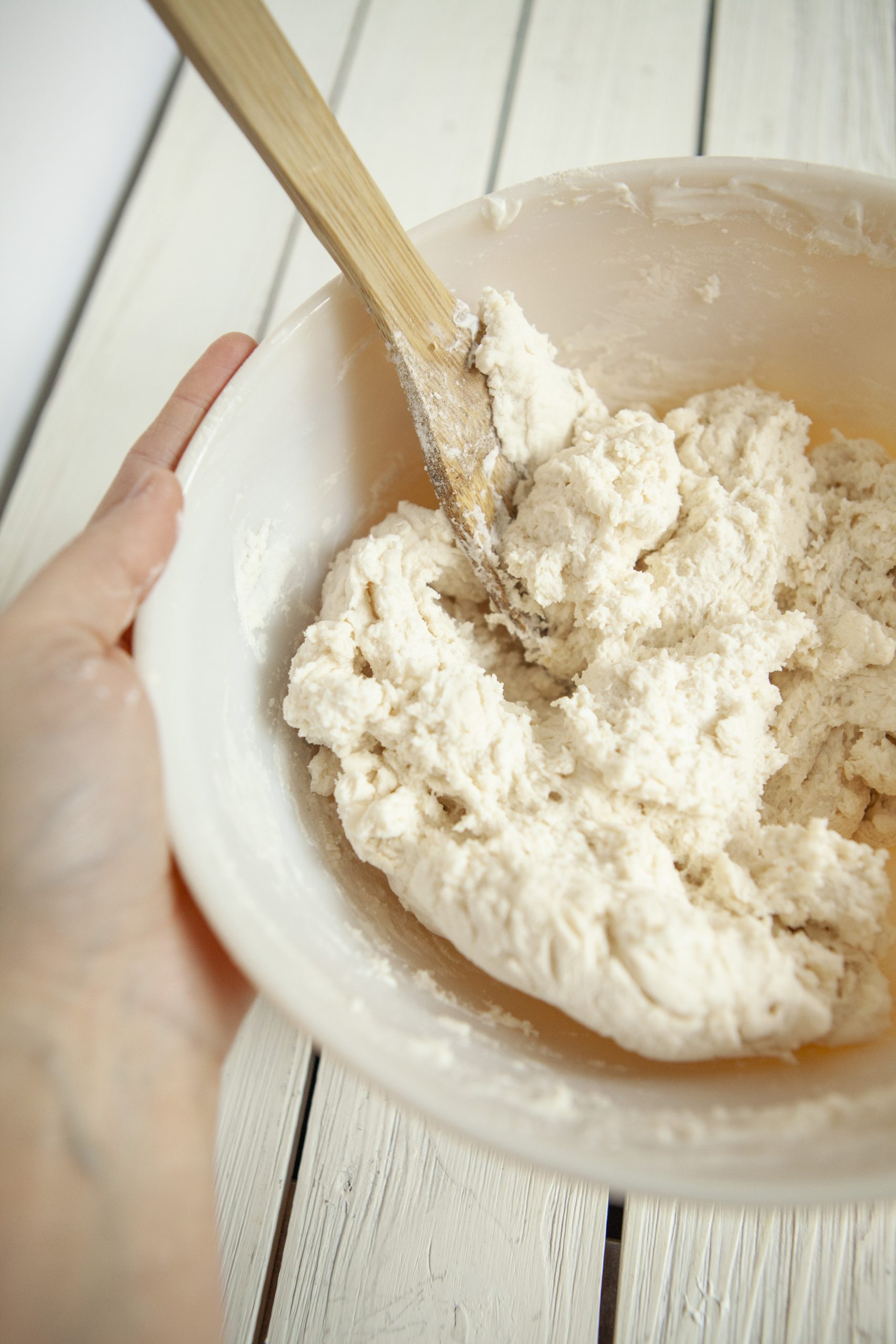 stirring dough