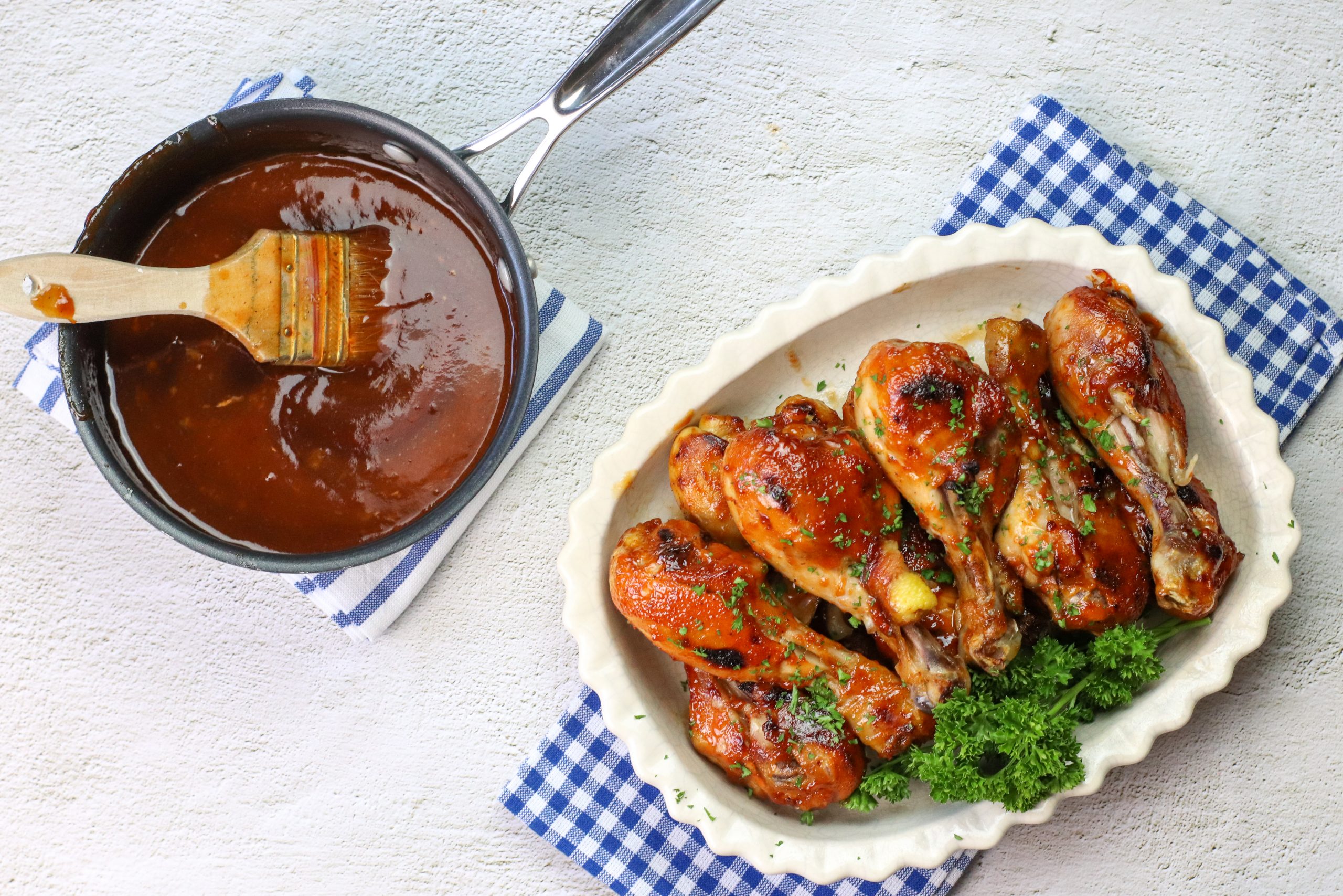 bbq chicken legs with homemade bbq sauce