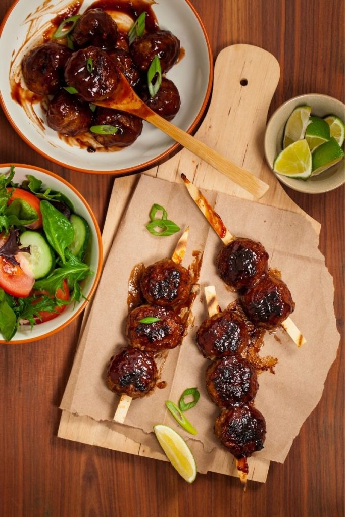 BBQ meatball skewers