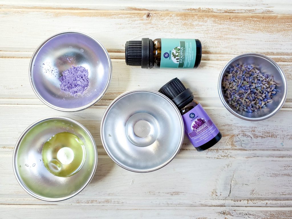 ingredients for Eucalyptus Lavender Bath Bombs