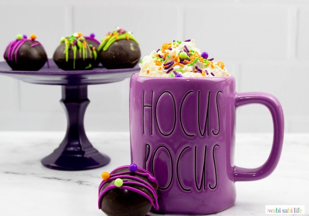 Cocoa in a Hocus Pocus mug.