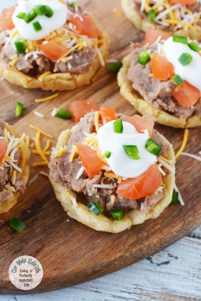 A close up of the Mexican sopes.