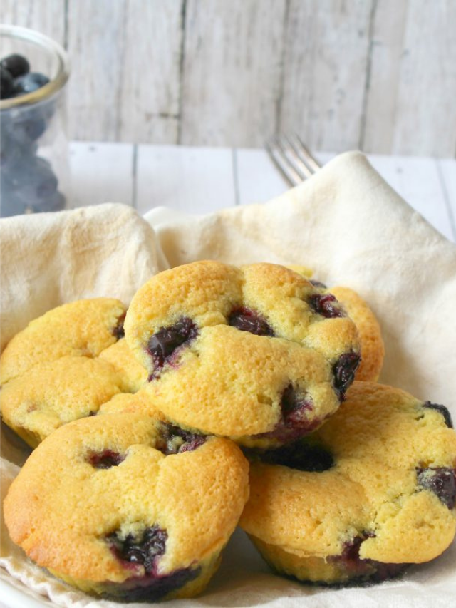 Keto blueberry muffins on a napkin.