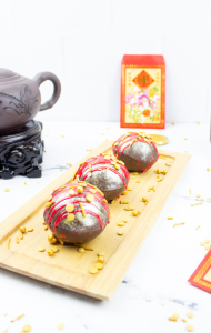 Chinese New Years Hot Chocolate Bomb, 3 on plate