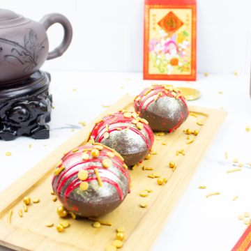 Chinese New Years Hot Chocolate Bomb, 3 on plate