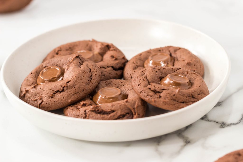 Rolo Cookies with Cake Mix