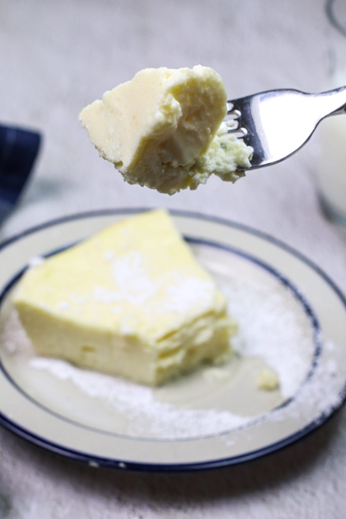 ww white chocolate cheesecake on a light plate