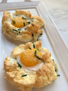 cloud egg on a white plate