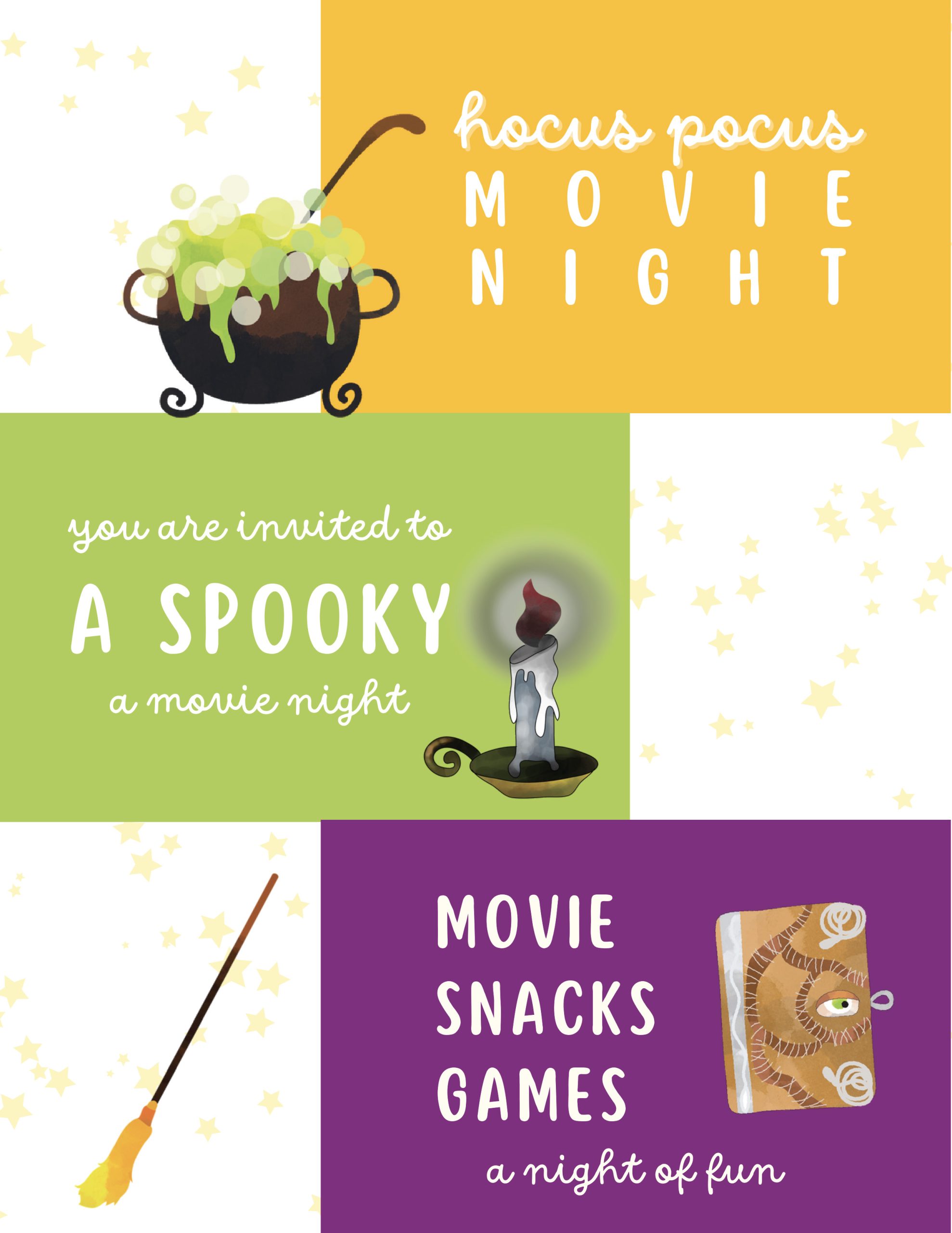 invitation for Hocus Pocus movie night