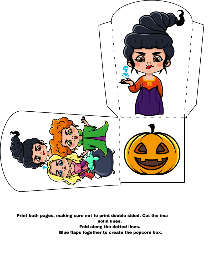 Free Hocus Pocus Printable Popcorn Boxes - Our WabiSabi Life