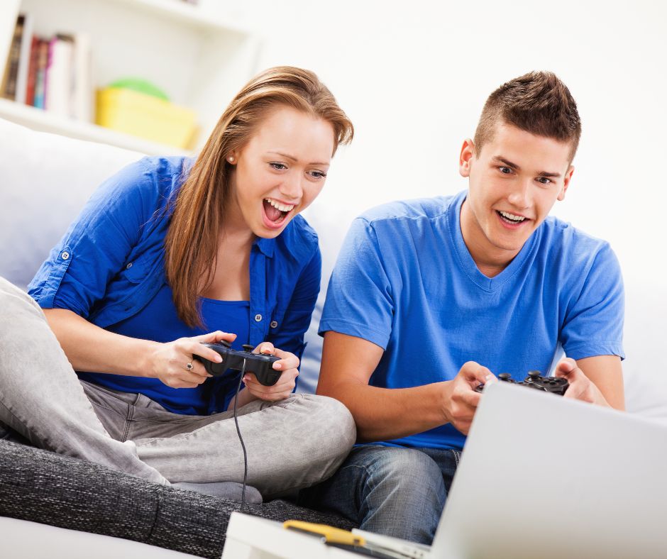 couple playing video games