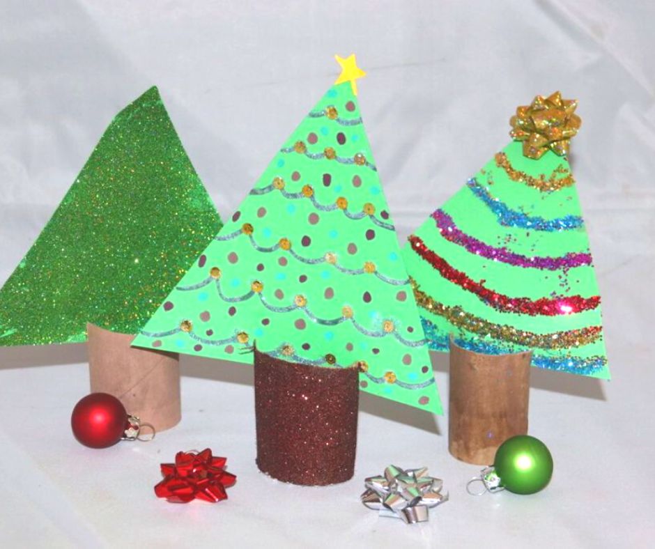 3 construction Christmas trees