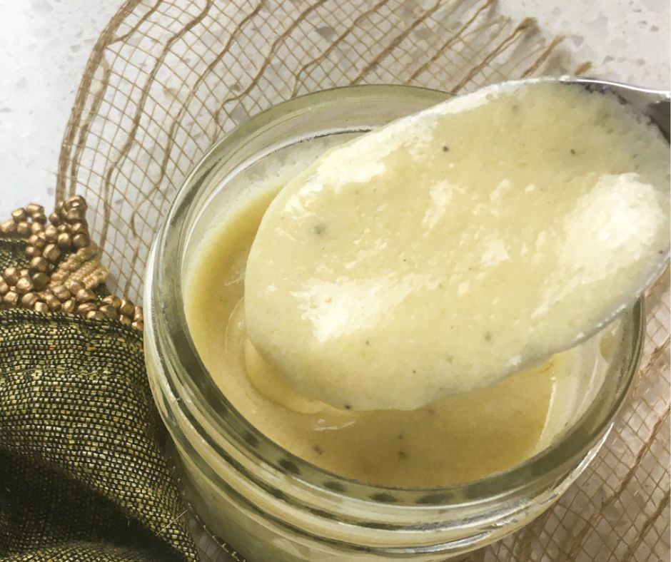 creamy butter sauce in a mason jar