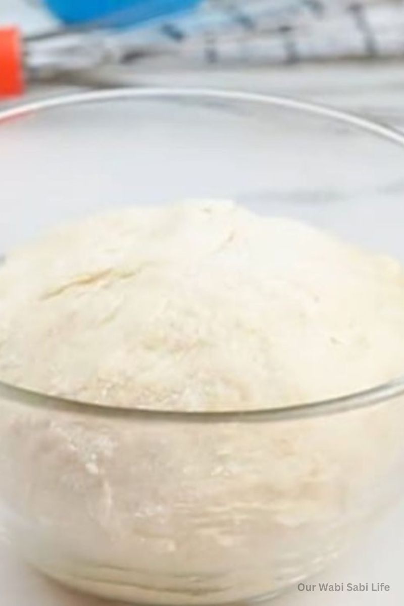 2 ingredient dough in a glass bowl