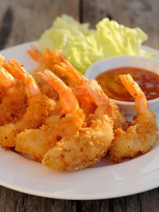 shrimp on a white plate