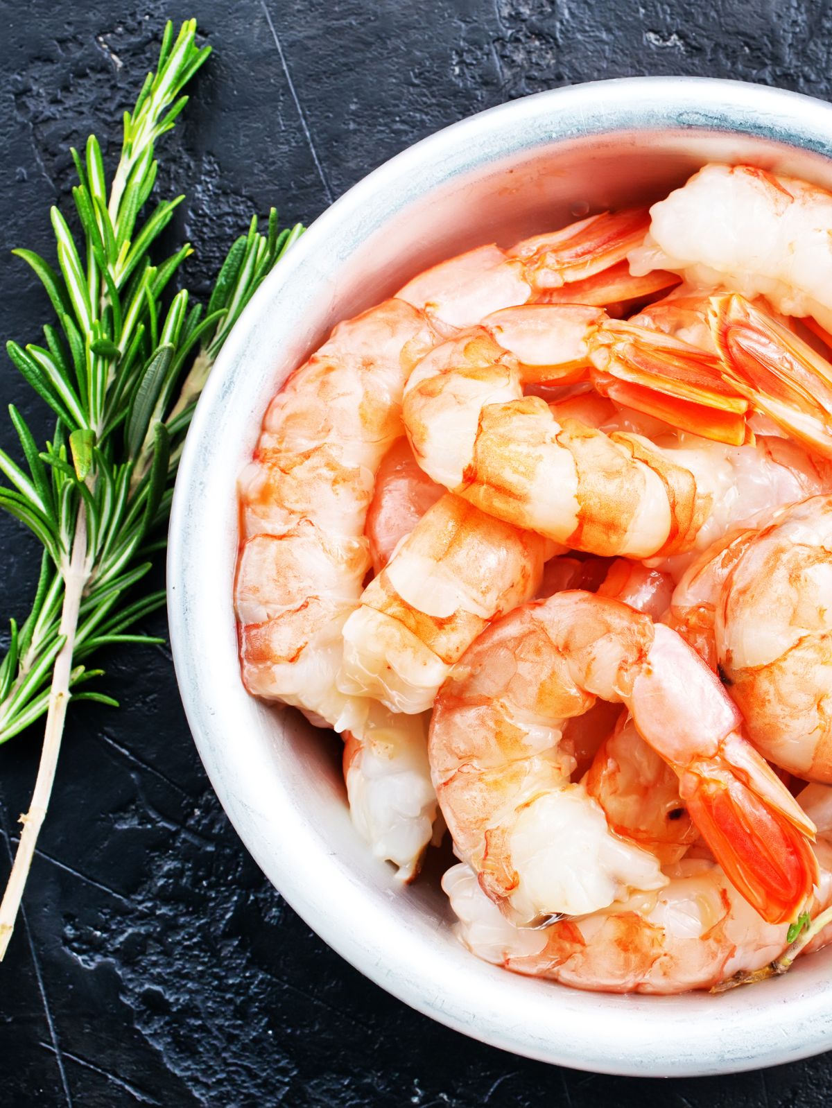 shrimp in a white bowl