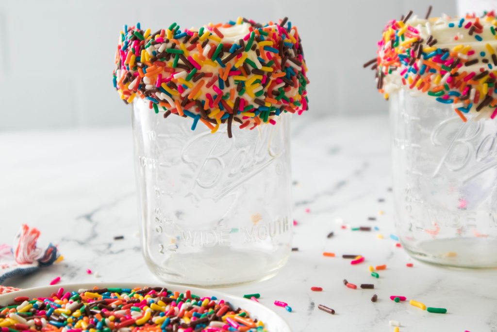 sprinkles on the glass