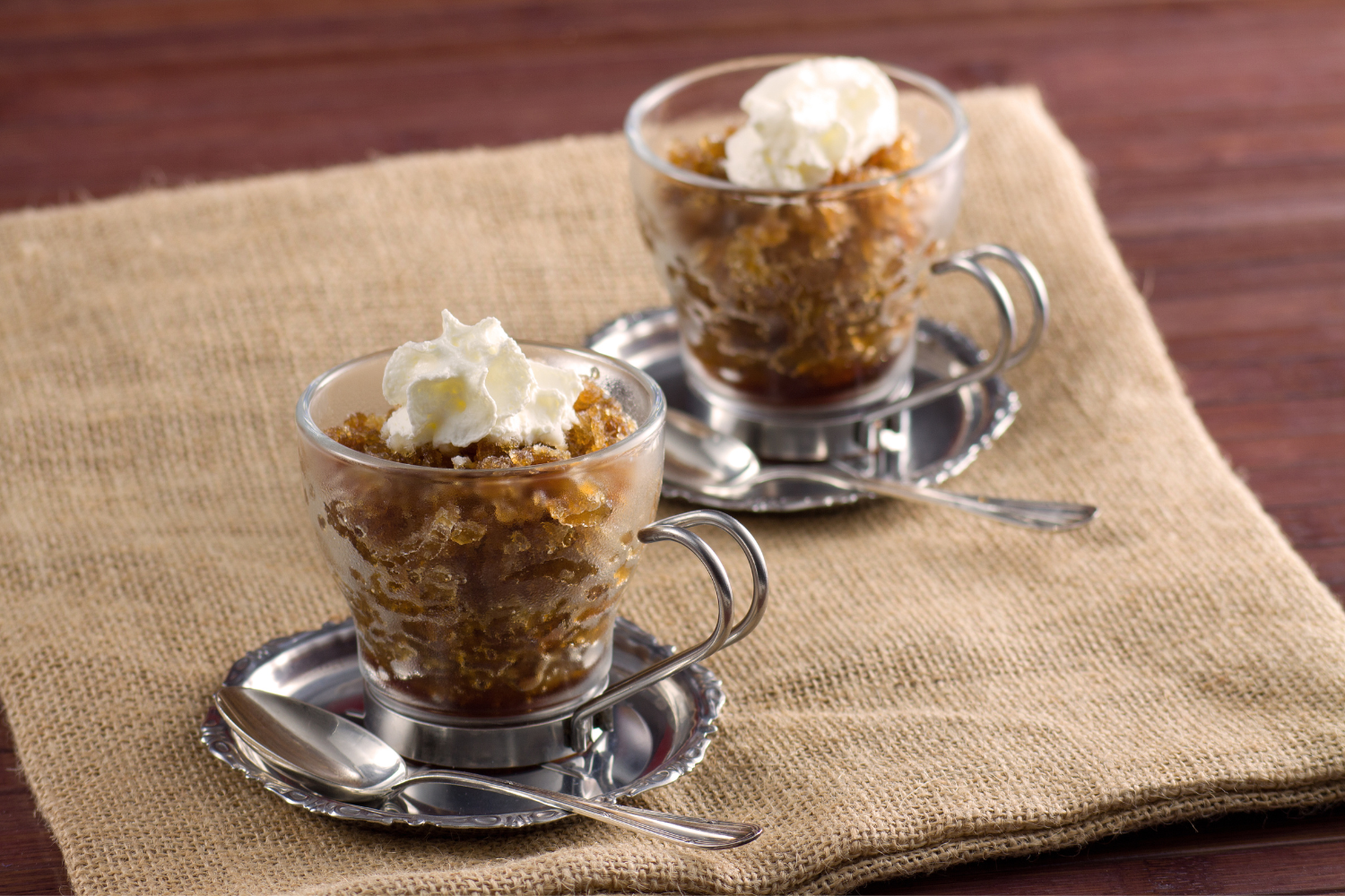 coffee granita in glasses with whipped cream