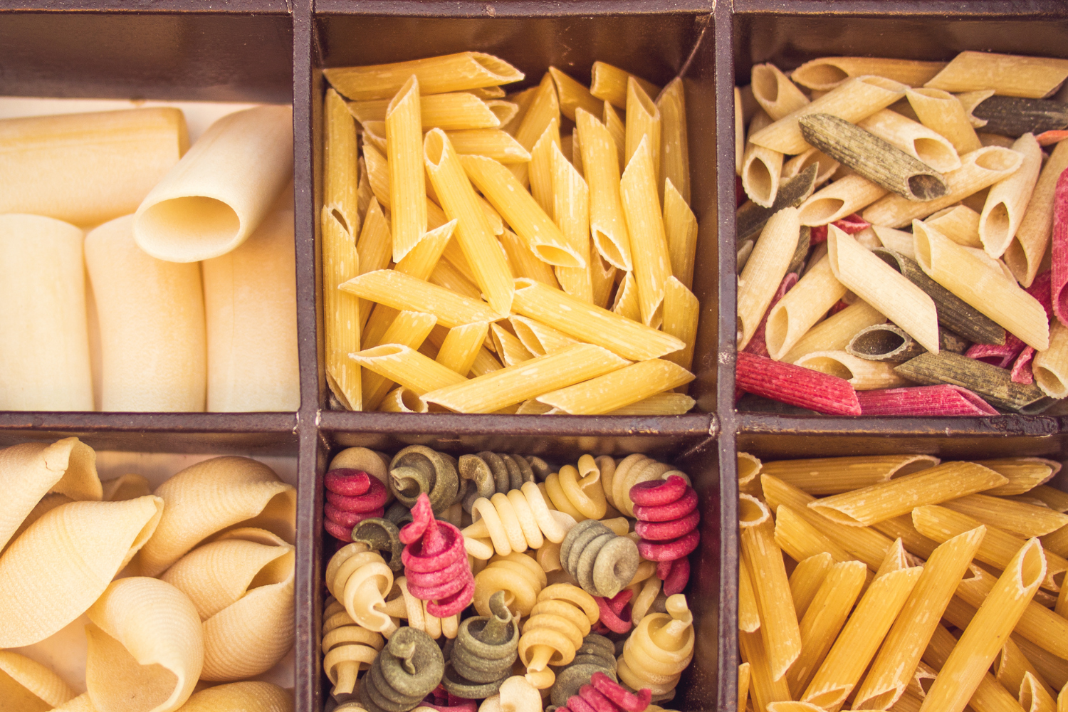 collection of dried pasta