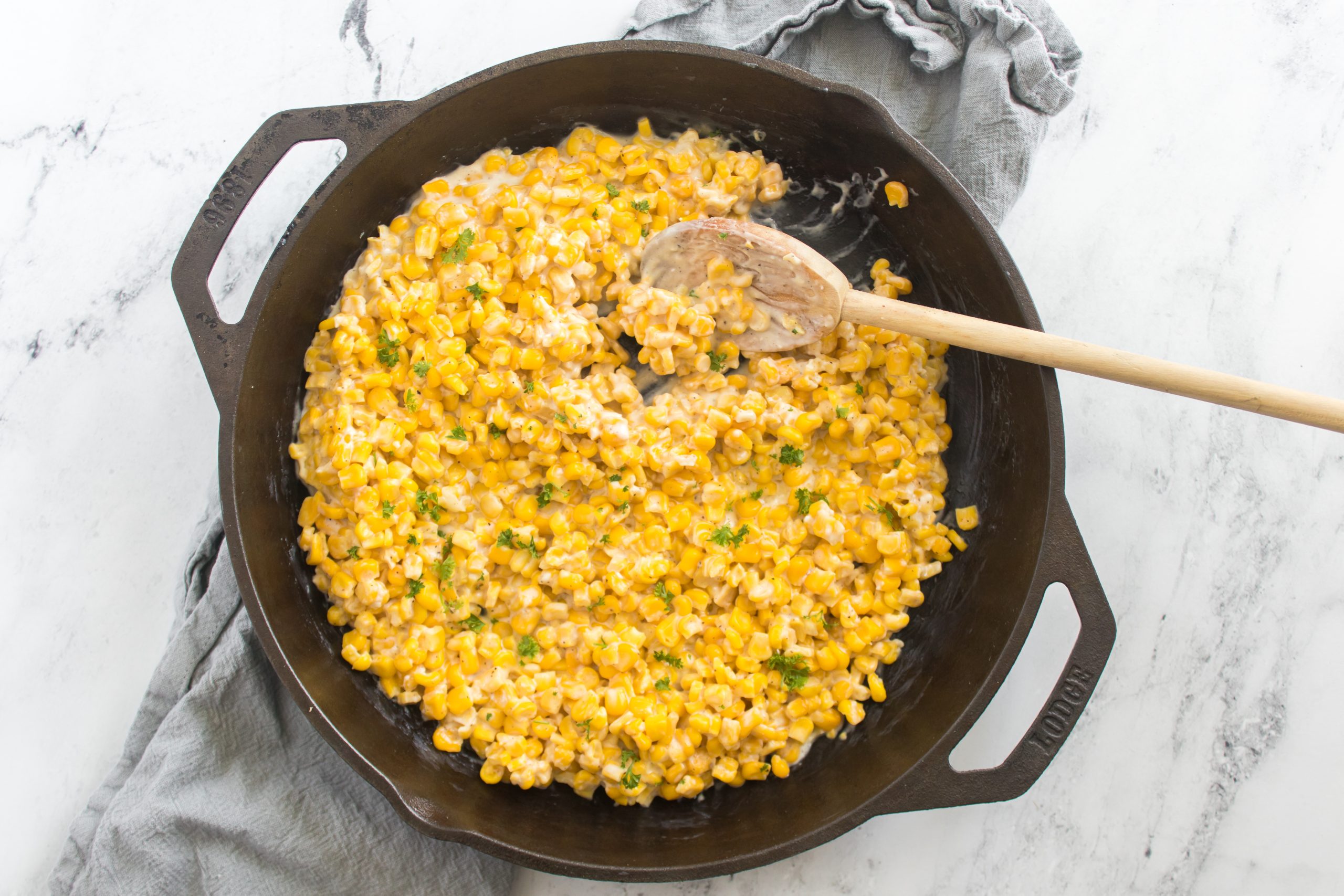 honey butter skillet corn in a pan