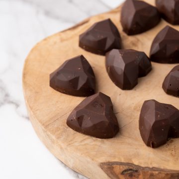 Nutrella truffles on a wooden platter