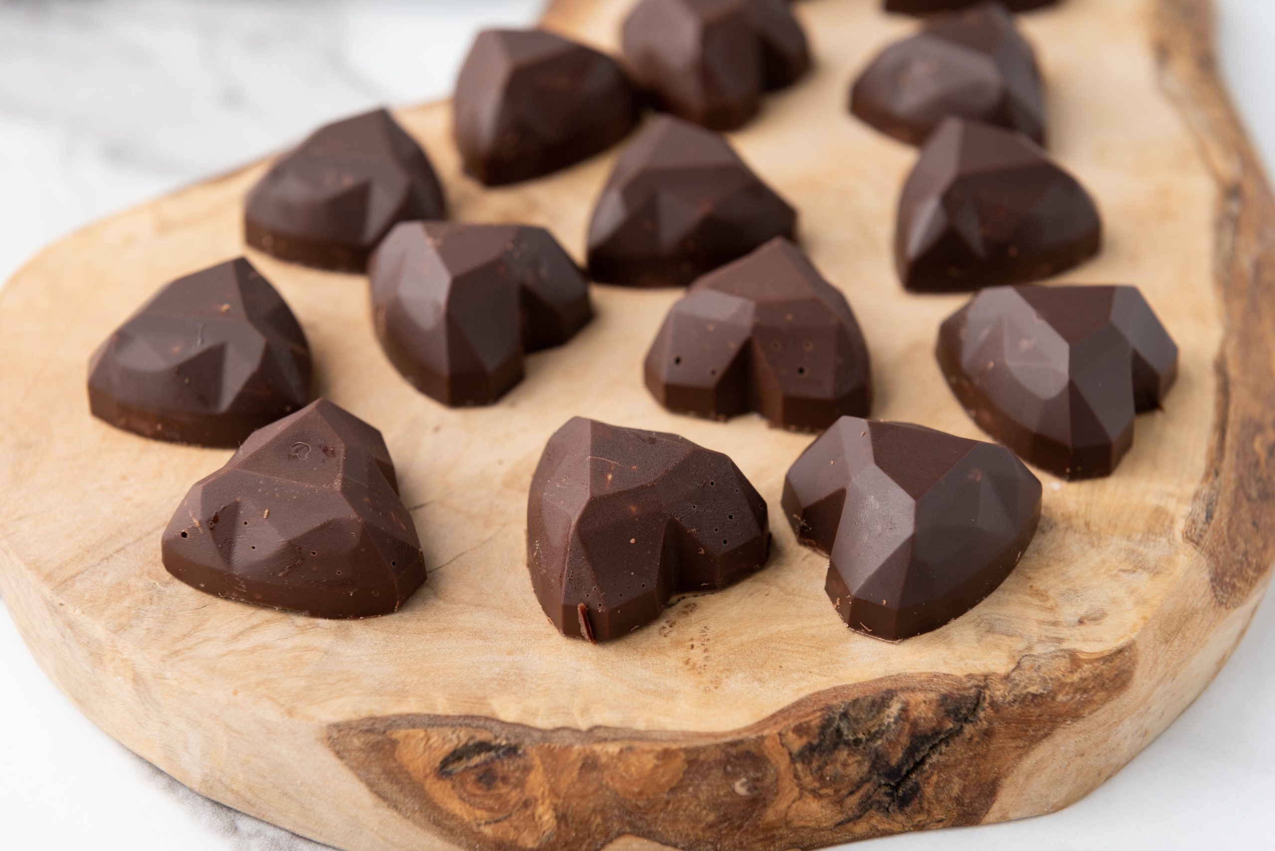 nutella bonbon on a wooden platter