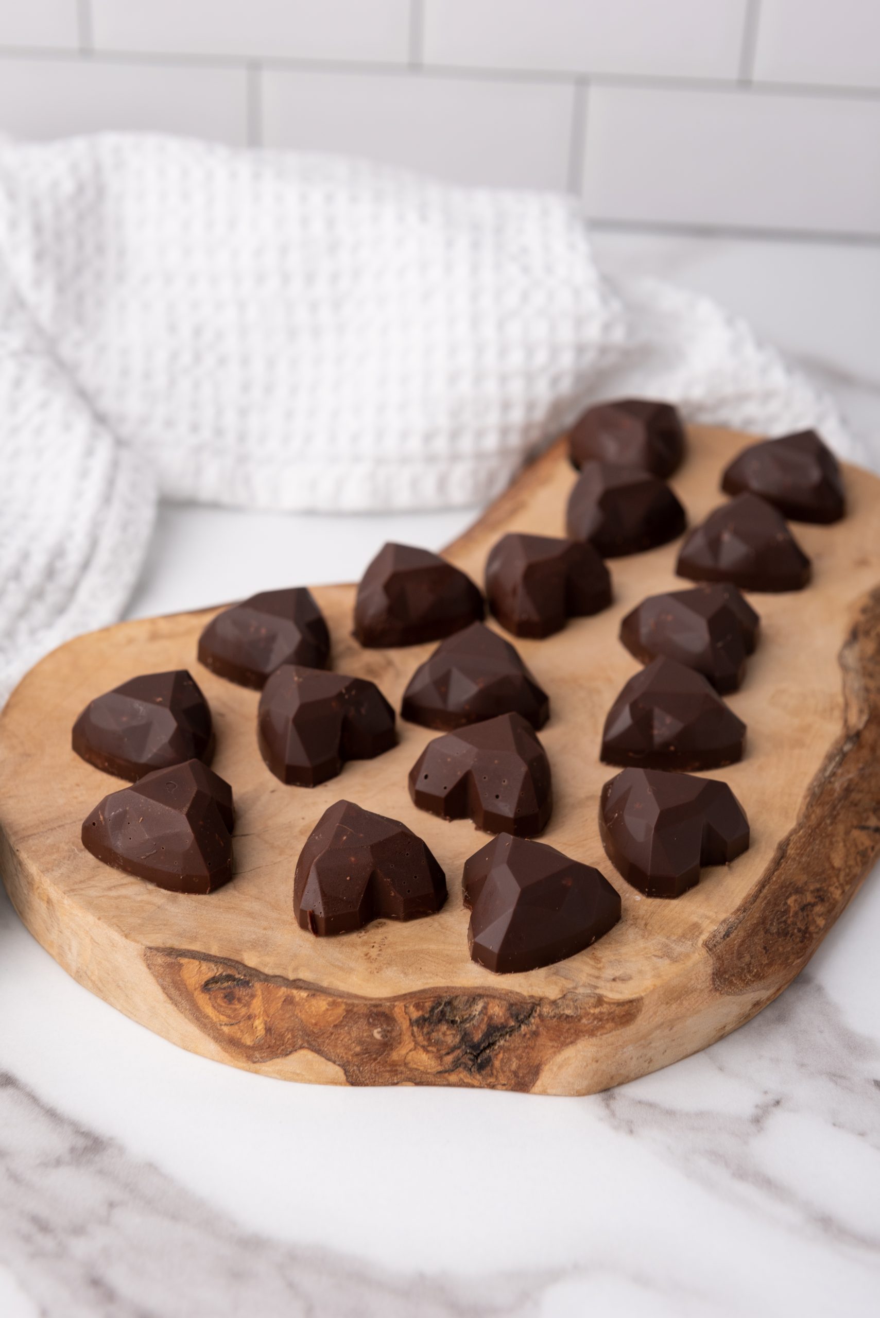 nutella truffles on a wooden platter