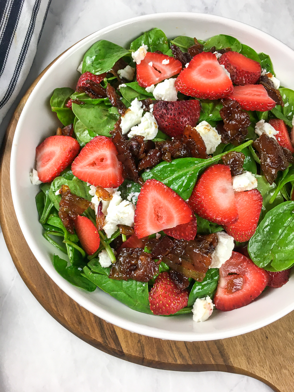 wilted strawberry salad with hot bacon dressing