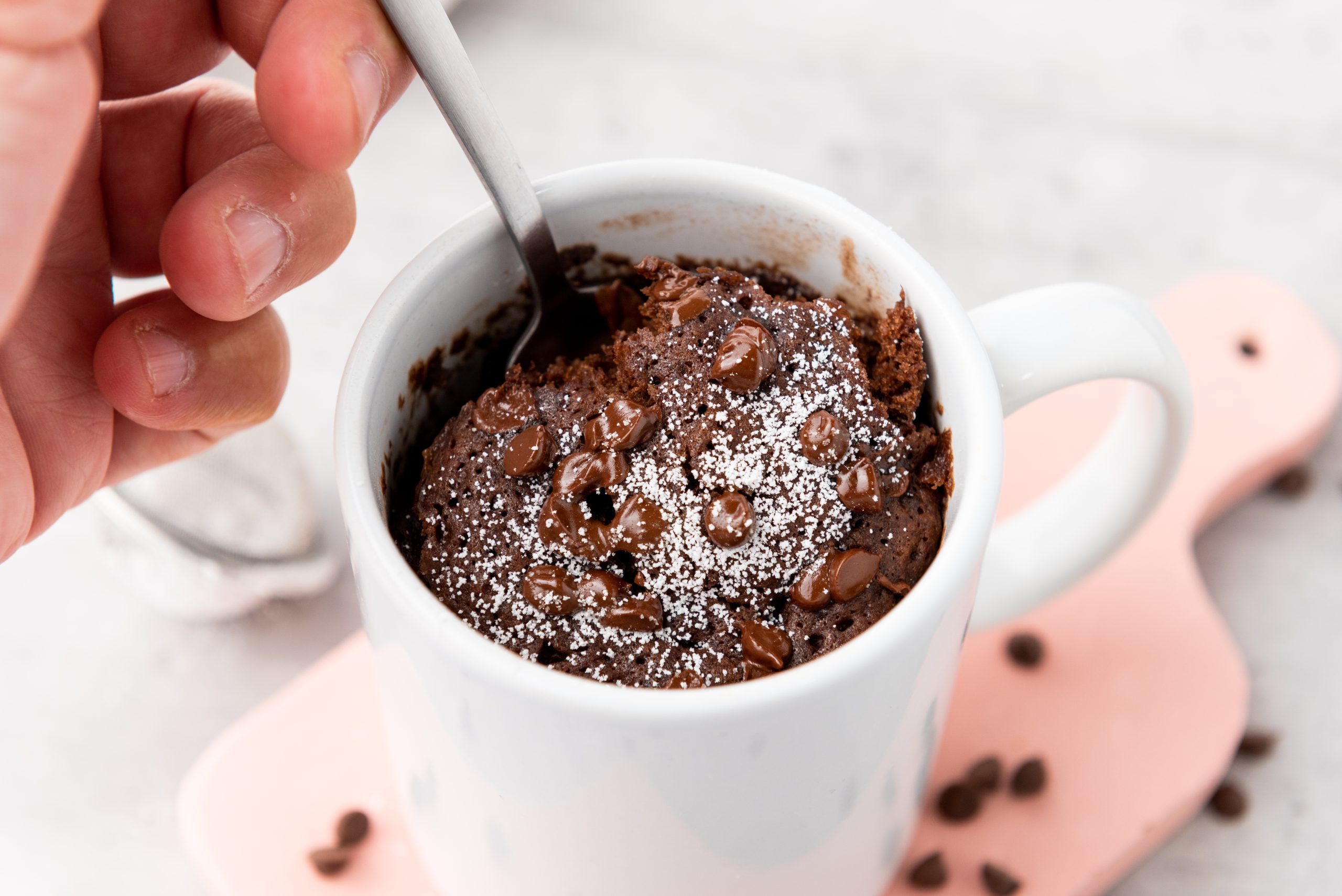 mug brownie in a white mug